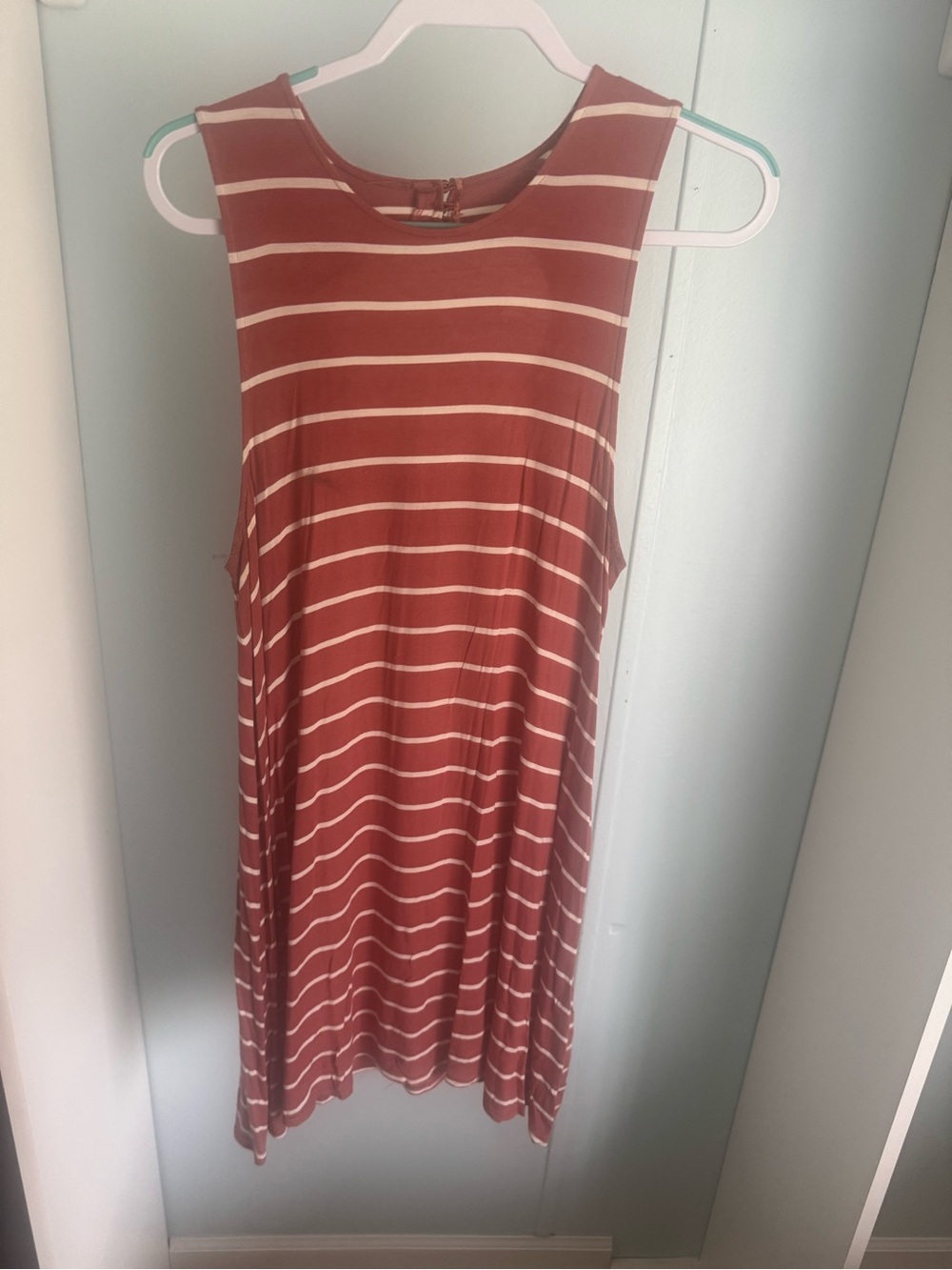 American Eagle Outfitters Red and Cream Striped Tank Dress